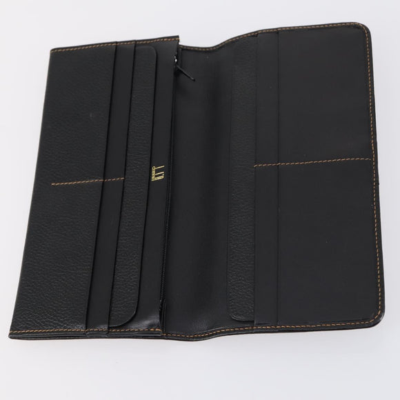 Dunhill Clutch Bag Leather 10 Set Black Navy Auth bs29865