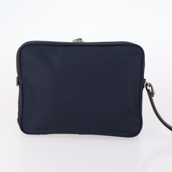 Dunhill Clutch Bag Leather 10 Set Black Navy Auth bs29865