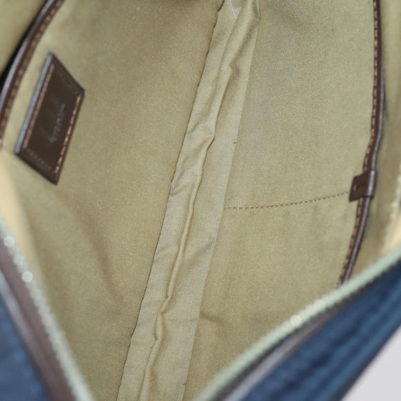 Dunhill Clutch Bag Leather 10 Set Black Navy Auth bs29865