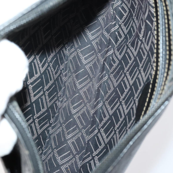 Dunhill Clutch Bag Leather 10 Set Black Navy Auth bs29865