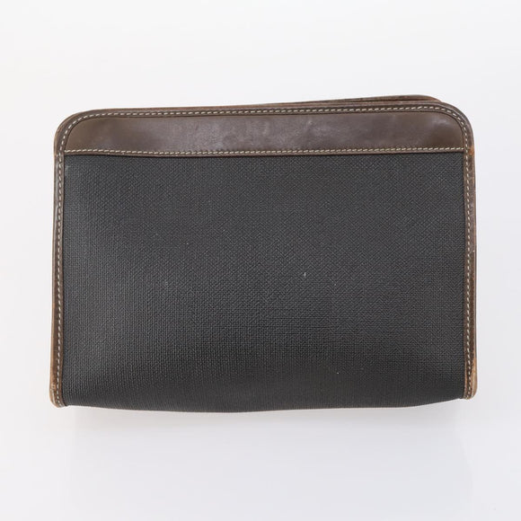 Dunhill Clutch Bag Leather 10 Set Black Navy Auth bs29865