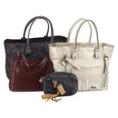 Chloe Hand Bag Leather 4 Set Bordeaux Black Ivory Auth bs29866-1