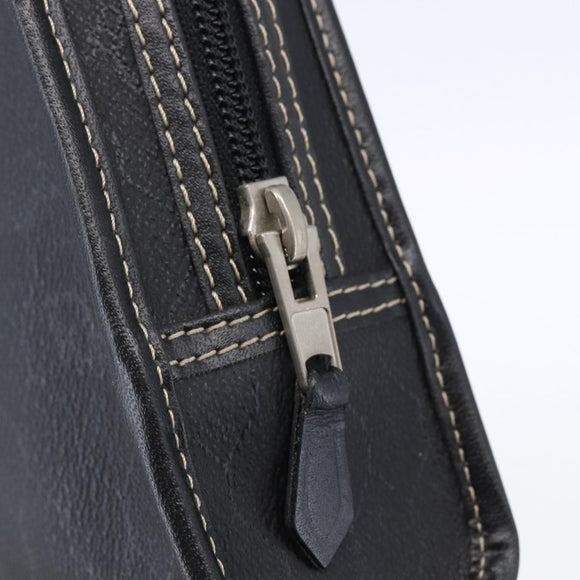 Christian Dior Honeycomb Canvas Pouch PVC Leather Black Auth bs29878