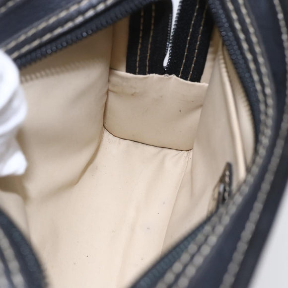 Christian Dior Honeycomb Canvas Pouch PVC Leather Black Auth bs29878