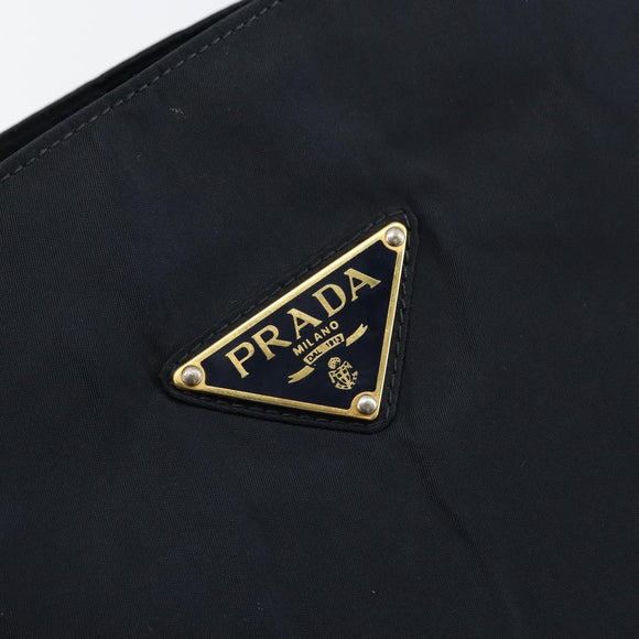 PRADA Hand Bag Nylon Navy Gold Auth bs29879