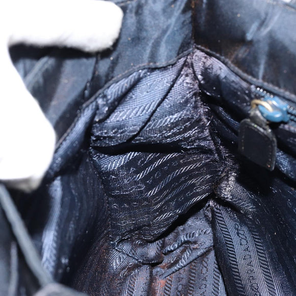 PRADA Hand Bag Nylon Navy Gold Auth bs29879