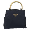 PRADA Hand Bag Nylon Navy Gold Auth bs29879-13