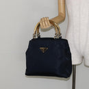 PRADA Hand Bag Nylon Navy Gold Auth bs29879-23