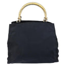 PRADA Hand Bag Nylon Navy Gold Auth bs29879-2