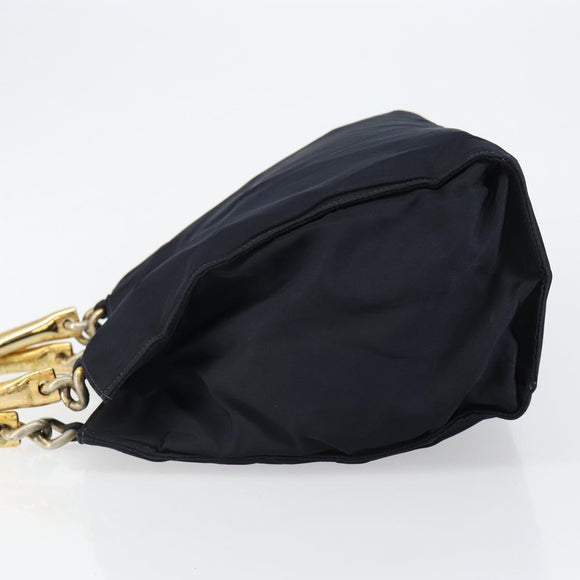 PRADA Hand Bag Nylon Navy Gold Auth bs29879