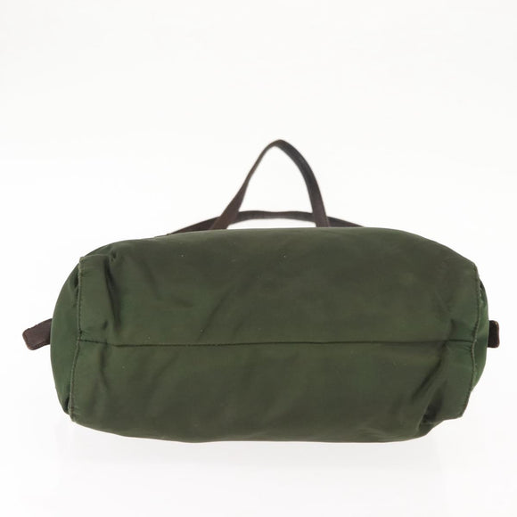 PRADA Tote Bag Nylon Khaki Silver Auth bs29880