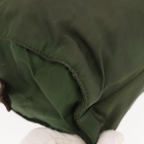 PRADA Tote Bag Nylon Khaki Silver Auth bs29880