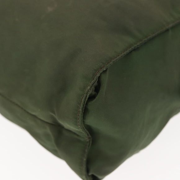 PRADA Tote Bag Nylon Khaki Silver Auth bs29880