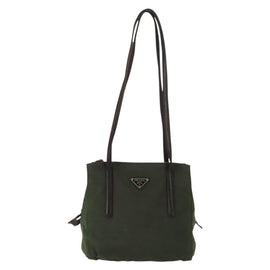 PRADA Tote Bag Nylon Khaki Silver Auth bs29880 - 0