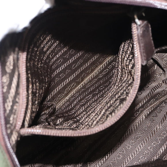 PRADA Tote Bag Nylon Khaki Silver Auth bs29880