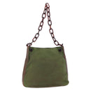 PRADA Chain Shoulder Bag Nylon Khaki Auth bs29881-1