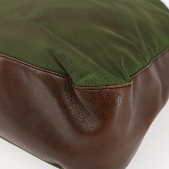 PRADA Chain Shoulder Bag Nylon Khaki Auth bs29881