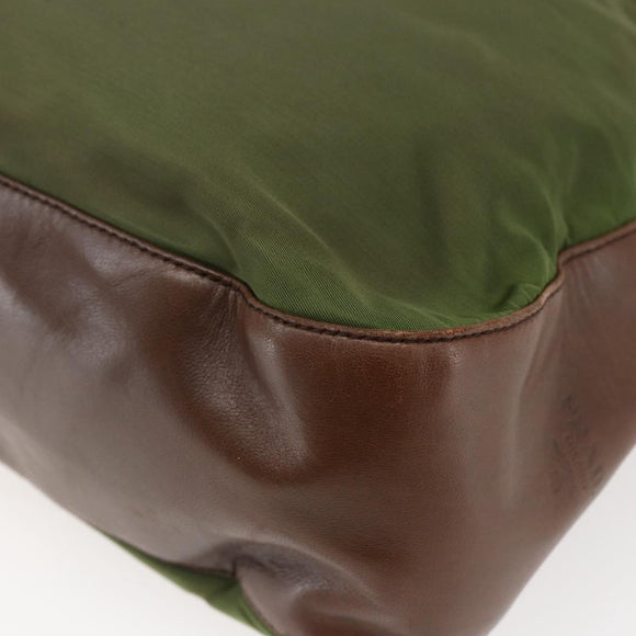 PRADA Chain Shoulder Bag Nylon Khaki Auth bs29881