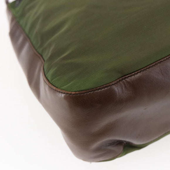 PRADA Chain Shoulder Bag Nylon Khaki Auth bs29881