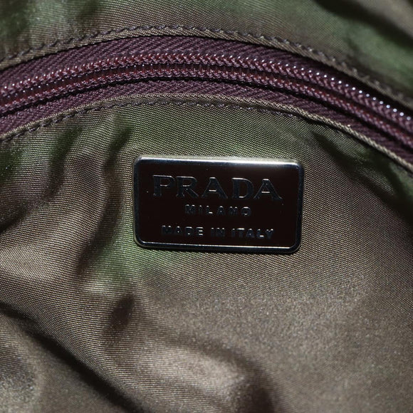 PRADA Chain Shoulder Bag Nylon Khaki Auth bs29881