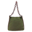 PRADA Chain Shoulder Bag Nylon Khaki Auth bs29881-13