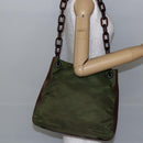 PRADA Chain Shoulder Bag Nylon Khaki Auth bs29881-22