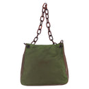 PRADA Chain Shoulder Bag Nylon Khaki Auth bs29881-2