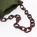 PRADA Chain Shoulder Bag Nylon Khaki Auth bs29881-7