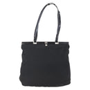 PRADA Tote Bag Nylon Leather Black Silver Auth bs29882-1