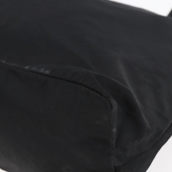 PRADA Tote Bag Nylon Leather Black Silver Auth bs29882