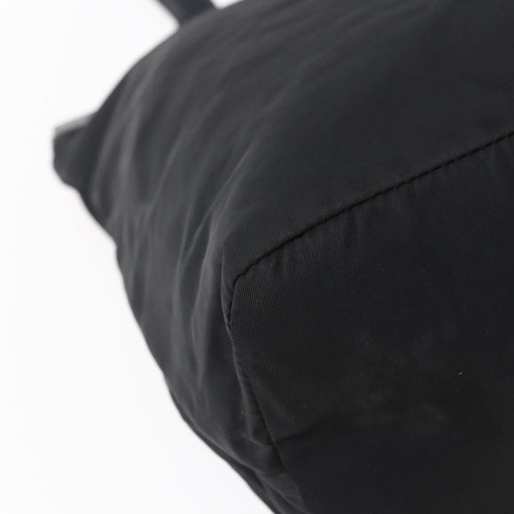 PRADA Tote Bag Nylon Leather Black Silver Auth bs29882