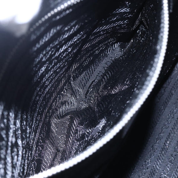 PRADA Tote Bag Nylon Leather Black Silver Auth bs29882