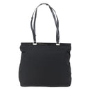 PRADA Tote Bag Nylon Leather Black Silver Auth bs29882-2