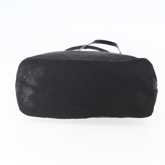 PRADA Tote Bag Nylon Leather Black Silver Auth bs29882