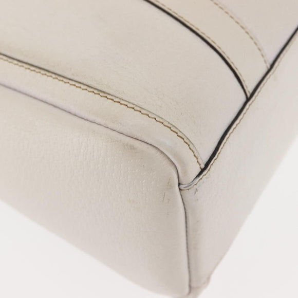 GUCCI Mini Abbey Boston Bag Leather White Gold 180942 Auth bs29883