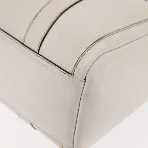 GUCCI Mini Abbey Boston Bag Leather White Gold 180942 Auth bs29883