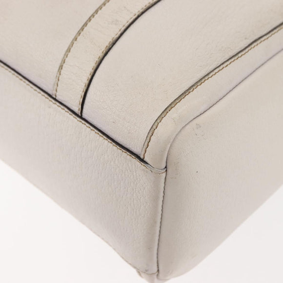 GUCCI Mini Abbey Boston Bag Leather White Gold 180942 Auth bs29883