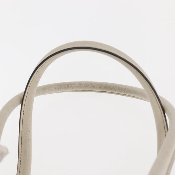 GUCCI Mini Abbey Boston Bag Leather White Gold 180942 Auth bs29883