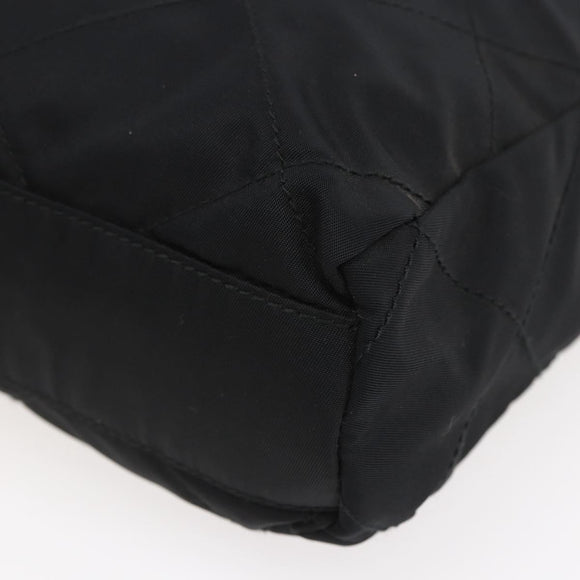 PRADA Quilted Chain Shoulder Bag Nylon Black Gold Auth bs29884