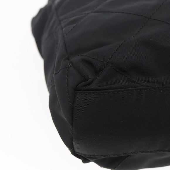 PRADA Quilted Chain Shoulder Bag Nylon Black Gold Auth bs29884