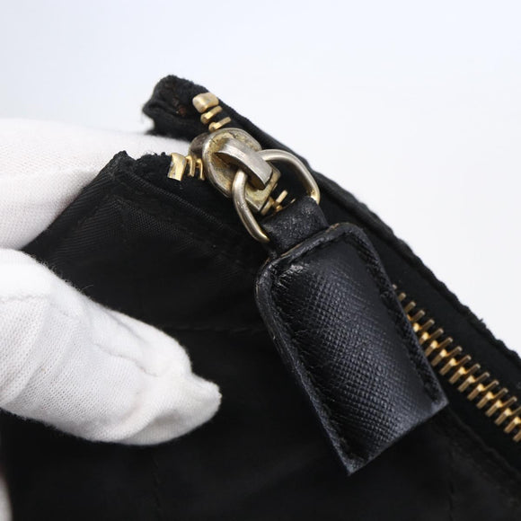 PRADA Quilted Chain Shoulder Bag Nylon Black Gold Auth bs29884