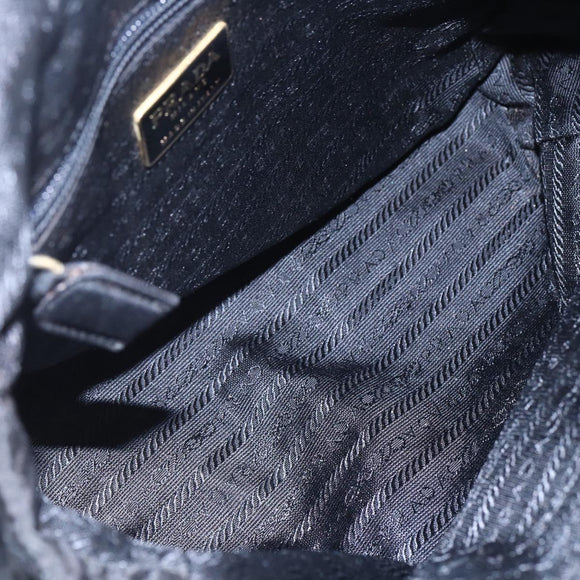 PRADA Quilted Chain Shoulder Bag Nylon Black Gold Auth bs29884