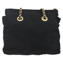 PRADA Quilted Chain Shoulder Bag Nylon Black Gold Auth bs29884-3