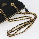 PRADA Quilted Chain Shoulder Bag Nylon Black Gold Auth bs29884-7