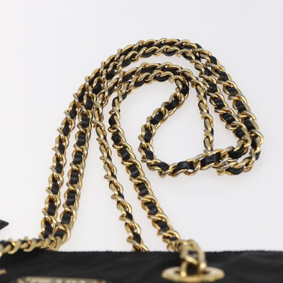 PRADA Quilted Chain Shoulder Bag Nylon Black Gold Auth bs29884