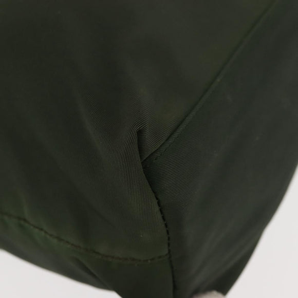 PRADA Hand Bag Nylon Khaki Silver Auth bs29885