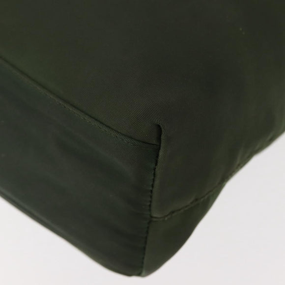 PRADA Hand Bag Nylon Khaki Silver Auth bs29885