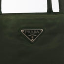 PRADA Handtas Nylon Kaki Zilver Auth bs29885-17