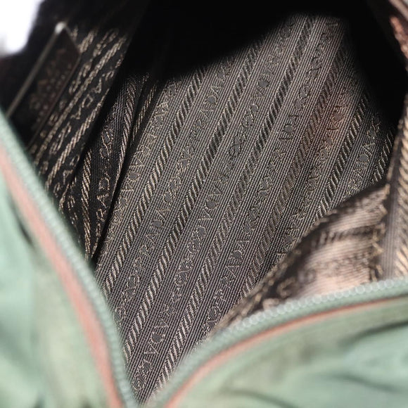 PRADA Hand Bag Nylon Khaki Silver Auth bs29885