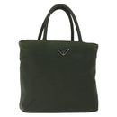 PRADA Handtas Nylon Kaki Zilver Auth bs29885-1